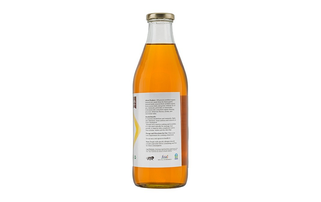 OrganiKrishi Mustard Oil    Glass Bottle  1 litre